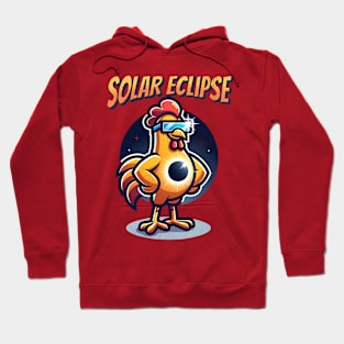 Funny Chiken Solar Eclipse 2024 Retro Hoodie